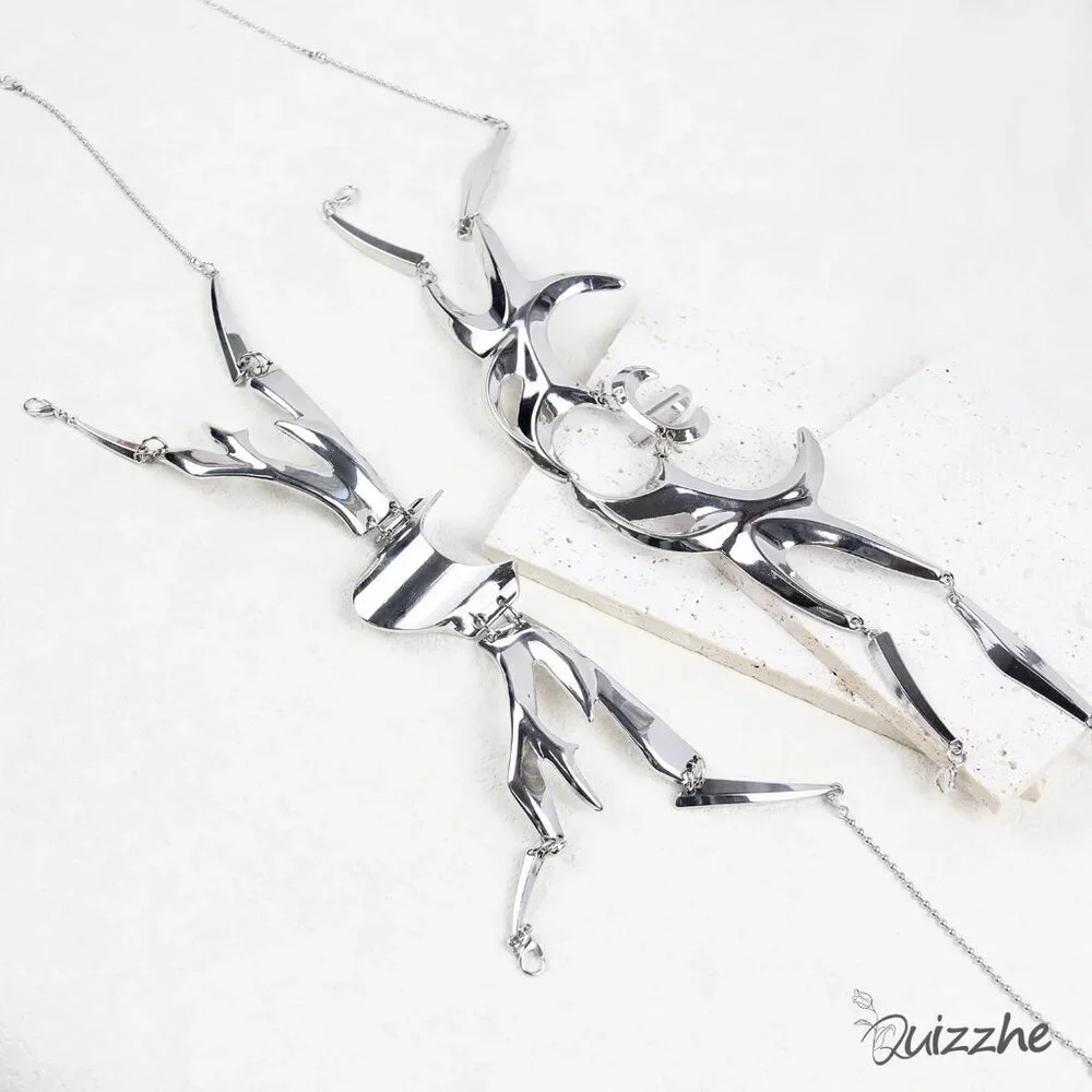 Cyberpunk Metal Half Mask Unisex Adjustable Chain for Masquerades Fest